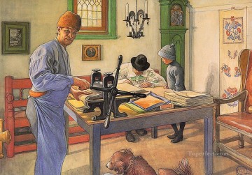 エッチングを行う酸のワークショップ 1910年 カール・ラーソン Oil Paintings